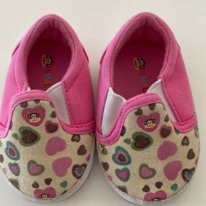 Infant Pink Slip-On Soft Walker PPP Shoes with Heart Print - Paul Frank Style
